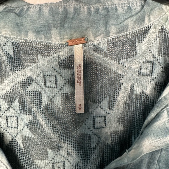 Free People Oversized Gauze Linen Flowy Collared Tank Top - Picture 5 of 7